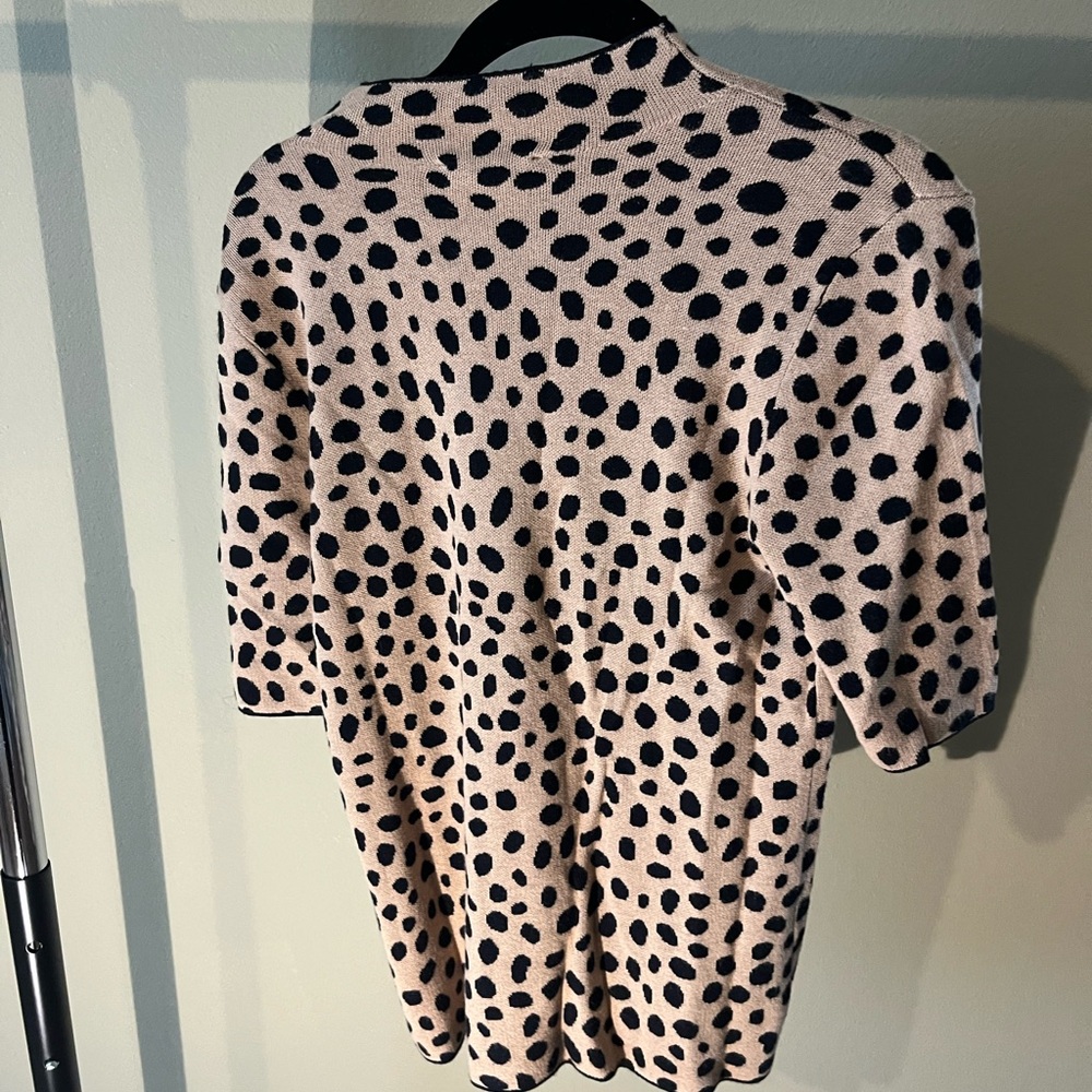 Ann Taylor Women Cheetah Print Sweater XS Brown Black Mock Neck Short Sleeve
